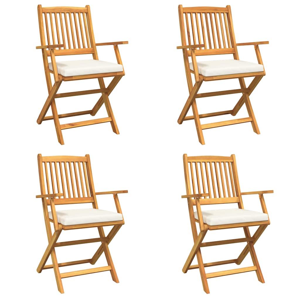 Opvouwbare stoel 4 pcs Wit 49 x 57,5 x 92cm Massief acaciahout is nu te koop bij PeponiXL, paradijselijk wonen!