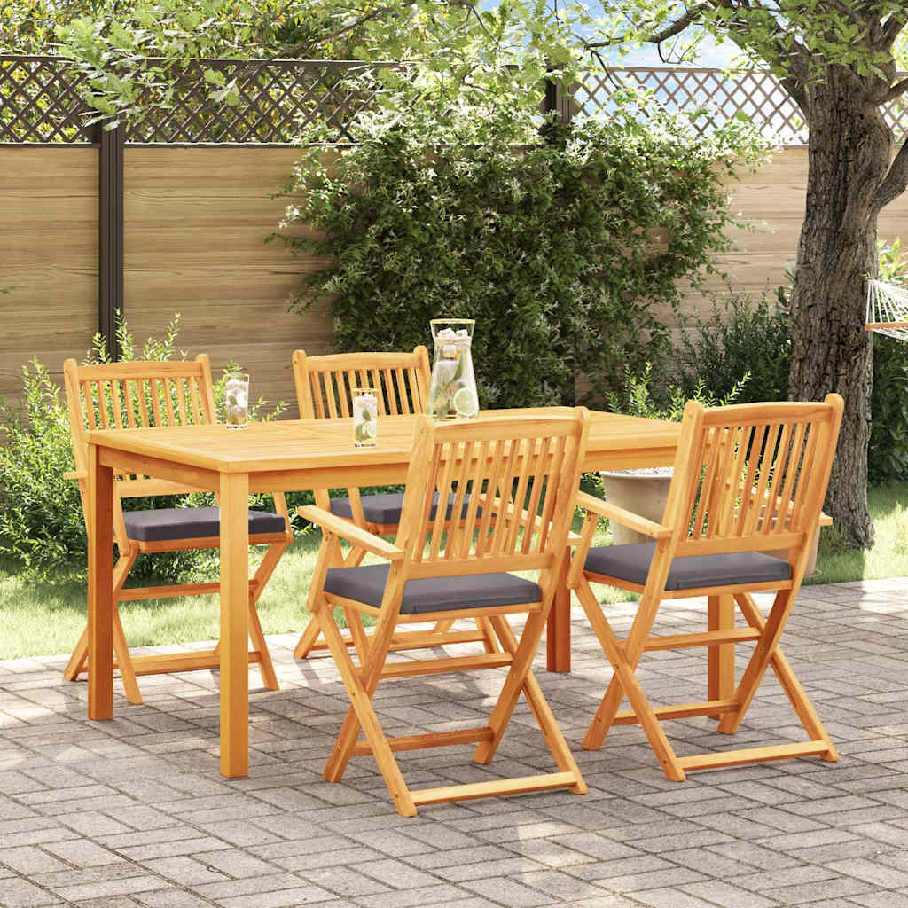 Opvouwbare stoel met kussen 4 pcs Grijs 49 x 57,5 x 92cm is nu te koop bij PeponiXL, paradijselijk wonen!