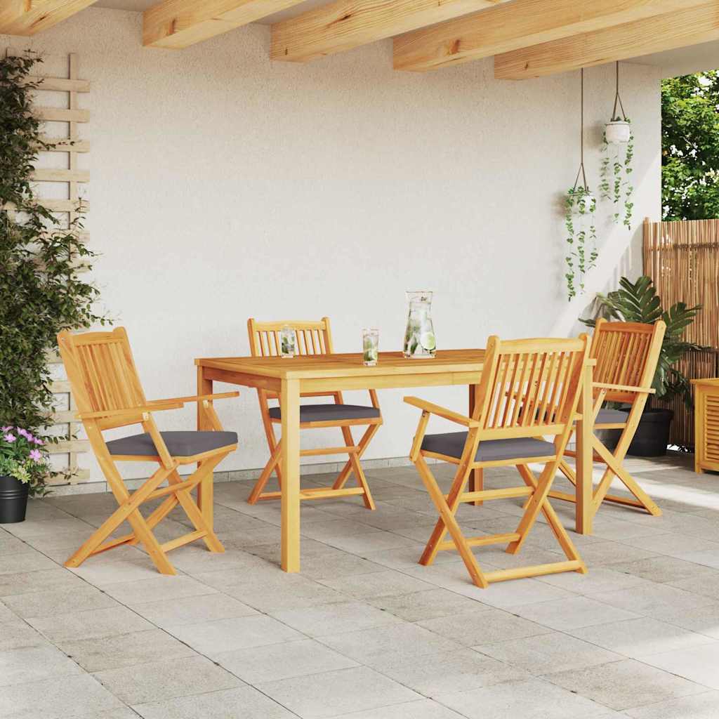 Opvouwbare stoel met kussen 4 pcs Grijs 49 x 57,5 x 92cm is nu te koop bij PeponiXL, paradijselijk wonen!