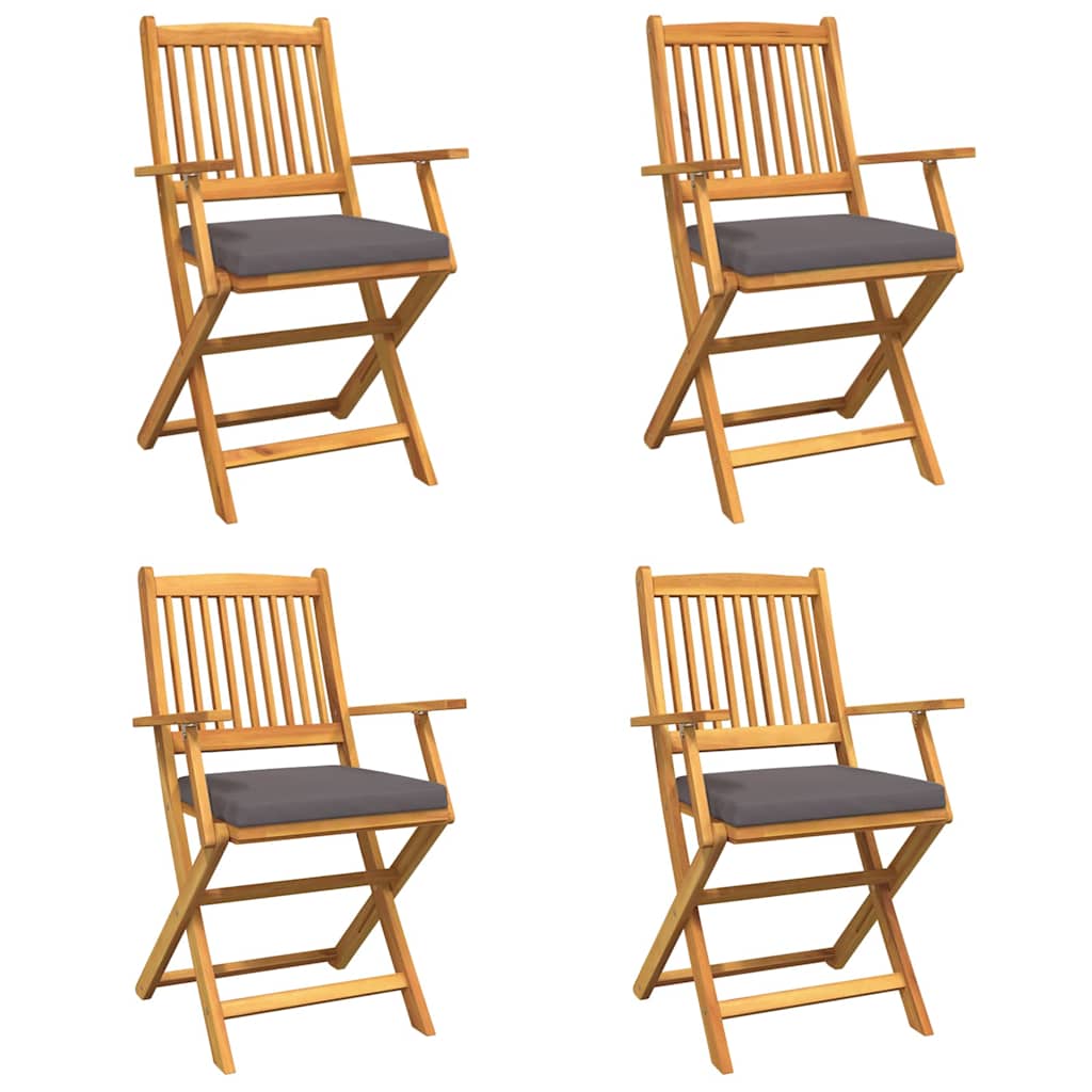 Opvouwbare stoel met kussen 4 pcs Grijs 49 x 57,5 x 92cm is nu te koop bij PeponiXL, paradijselijk wonen!