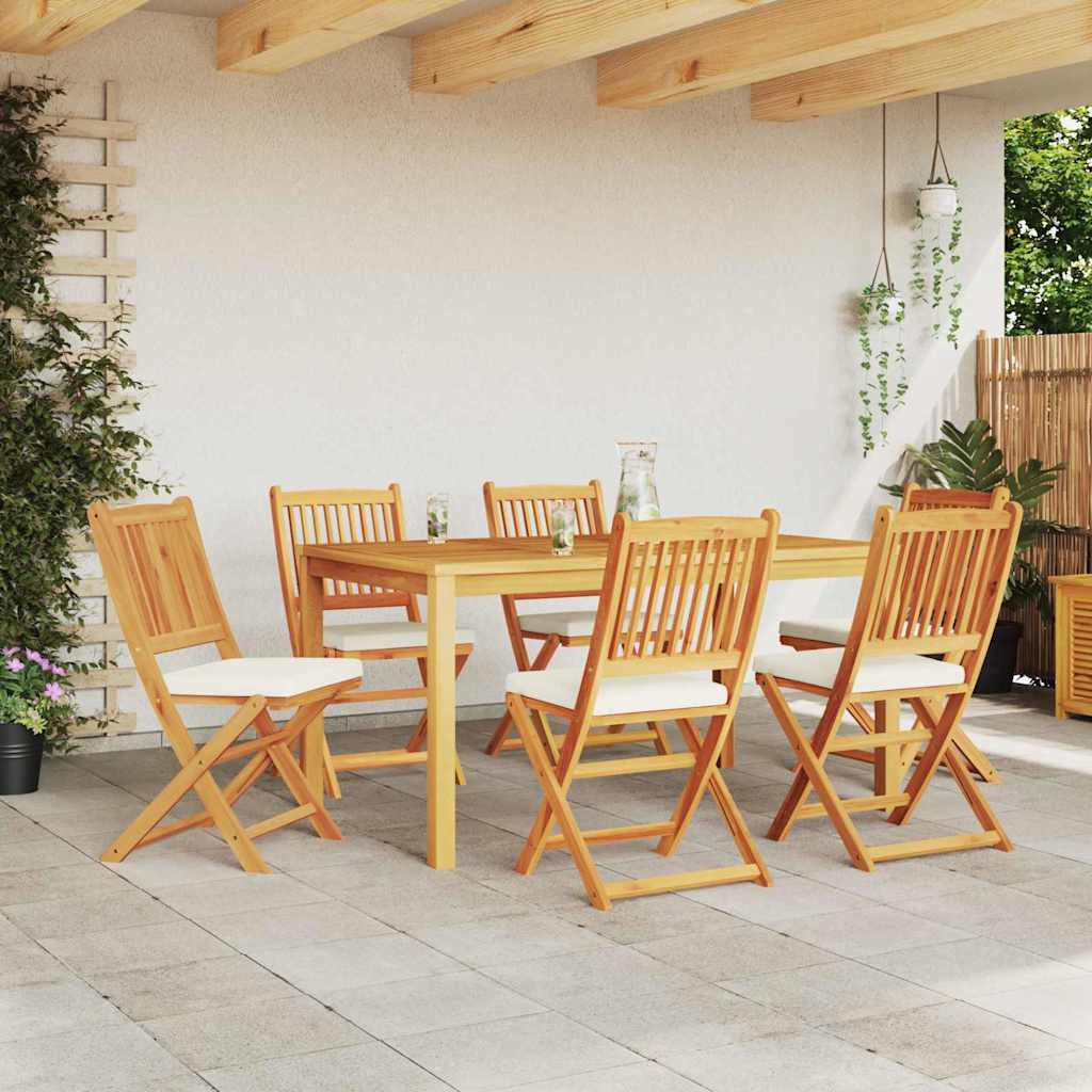 Opvouwbare stoel 6 pcs Wit 49 x 57,5 x 92cm Massief acaciahout is nu te koop bij PeponiXL, paradijselijk wonen!