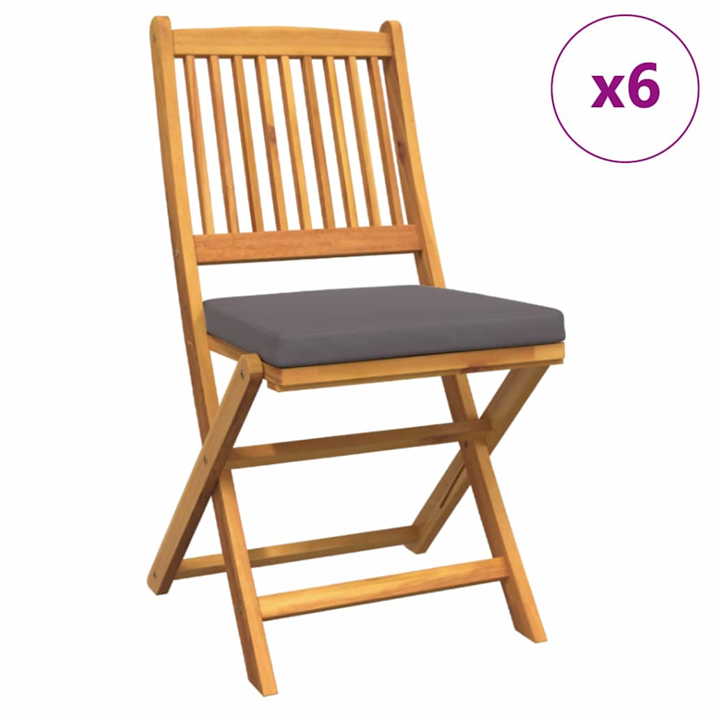 Opvouwbare stoel met kussen 6 pcs Grijs 49 x 57,5 x 92cm is nu te koop bij PeponiXL, paradijselijk wonen!
