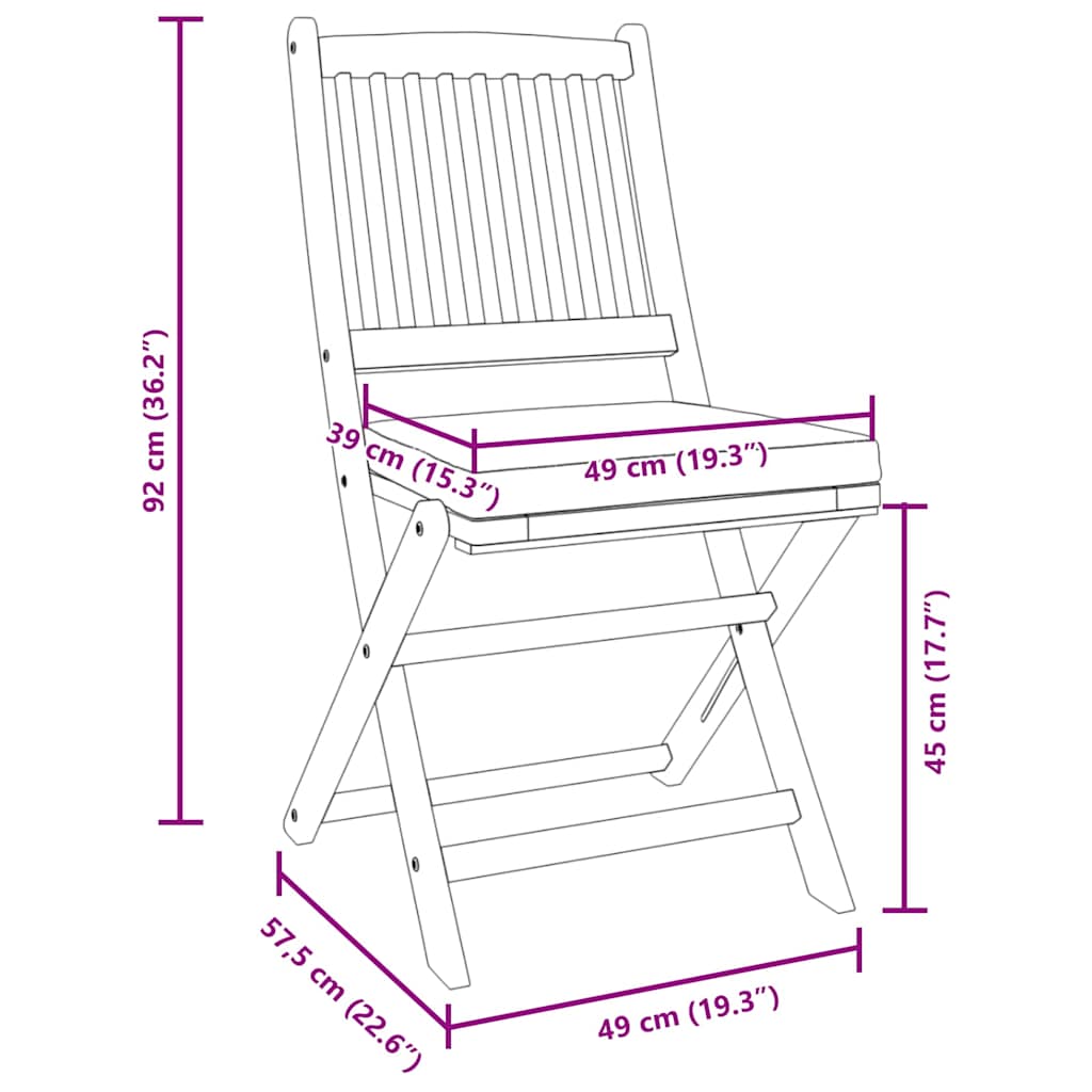 Opvouwbare stoel met kussen 6 pcs Grijs 49 x 57,5 x 92cm is nu te koop bij PeponiXL, paradijselijk wonen!