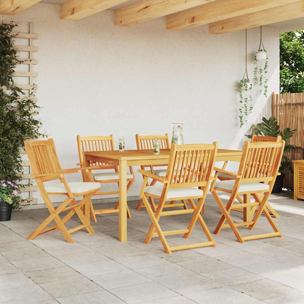 Opvouwbare stoel 6 pcs Wit 49 x 57,5 x 92cm Massief acaciahout is nu te koop bij PeponiXL, paradijselijk wonen!