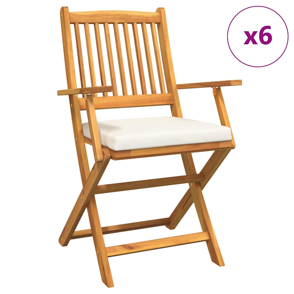 Opvouwbare stoel 6 pcs Wit 49 x 57,5 x 92cm Massief acaciahout is nu te koop bij PeponiXL, paradijselijk wonen!