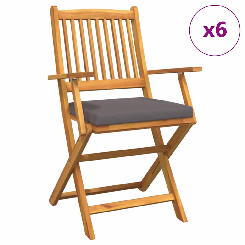 Opvouwbare stoel met kussen 6 pcs Grijs 49 x 57,5 x 92cm is nu te koop bij PeponiXL, paradijselijk wonen!