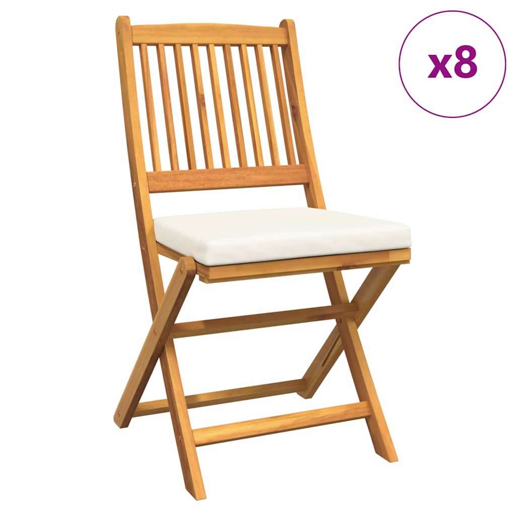 Opvouwbare stoel 8 pcs Wit 49 x 57,5 x 92cm Massief acaciahout is nu te koop bij PeponiXL, paradijselijk wonen!