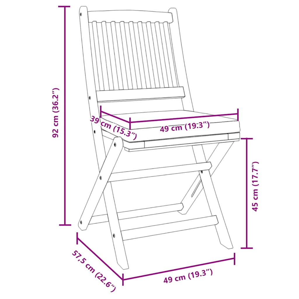 Opvouwbare stoel 8 pcs Wit 49 x 57,5 x 92cm Massief acaciahout is nu te koop bij PeponiXL, paradijselijk wonen!