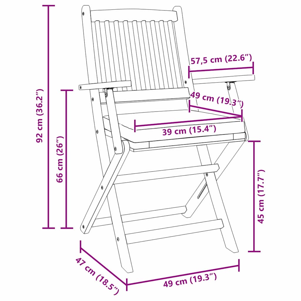 Opvouwbare stoel met kussen 8 pcs Grijs 49 x 57,5 x 92cm is nu te koop bij PeponiXL, paradijselijk wonen!
