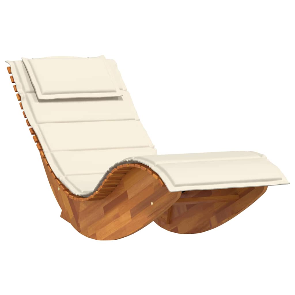 Ligstoel met kussen 2-persoon 2 pcs Bruin Massief Acaciahout is nu te koop bij PeponiXL, paradijselijk wonen!