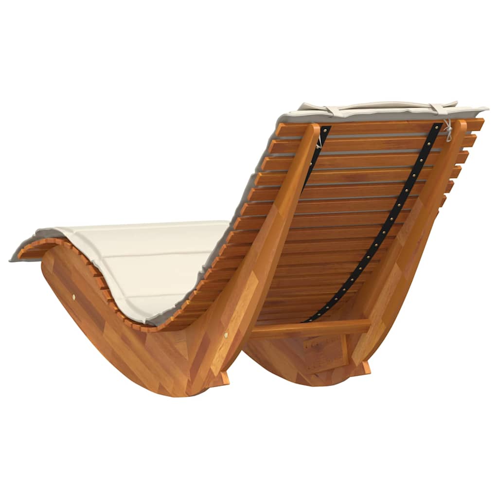 Ligstoel met kussen 2-persoon 2 pcs Bruin Massief Acaciahout is nu te koop bij PeponiXL, paradijselijk wonen!