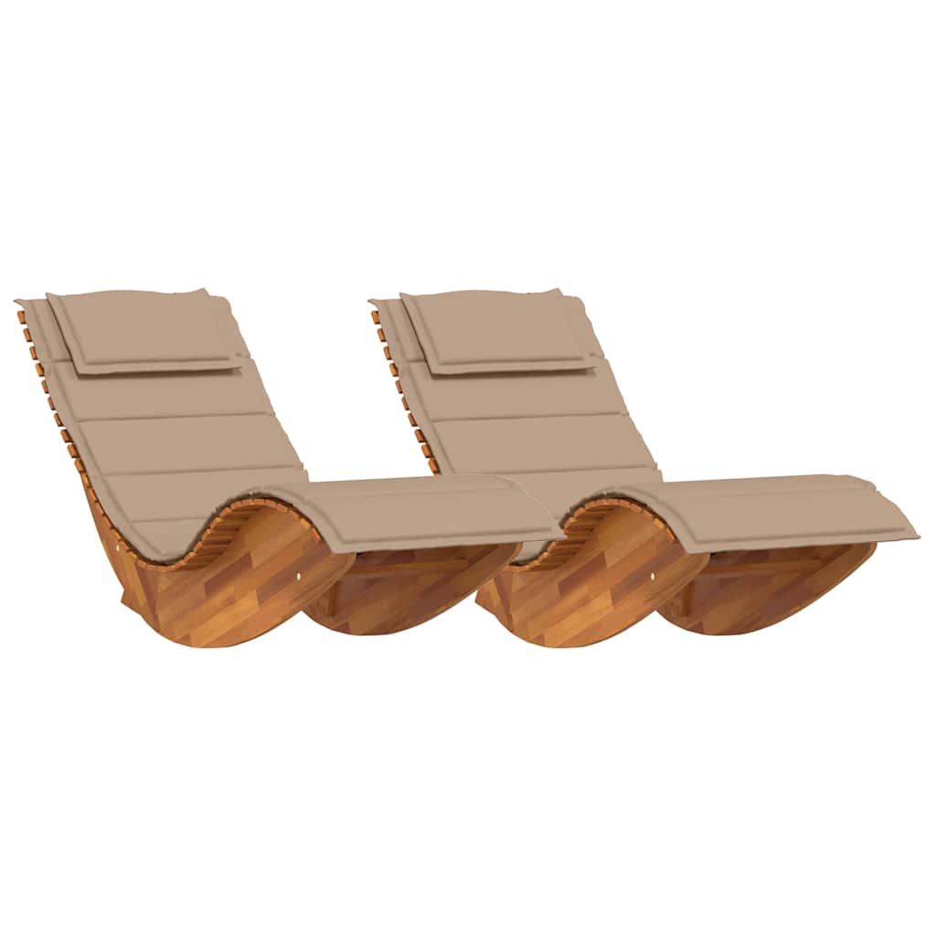 Ligstoel met kussen 2-persoon 2 pcs Bruin Massief Acaciahout is nu te koop bij PeponiXL, paradijselijk wonen!