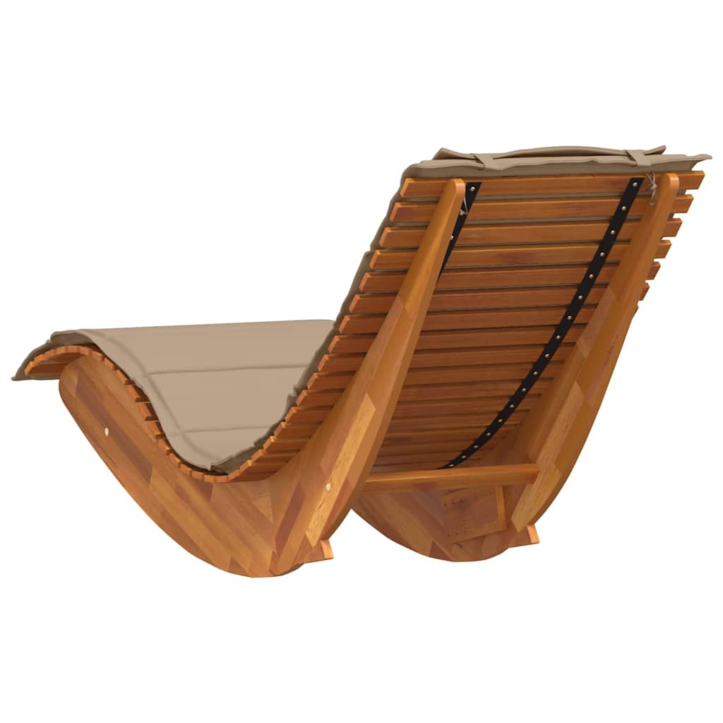 Ligstoel met kussen 2-persoon 2 pcs Bruin Massief Acaciahout is nu te koop bij PeponiXL, paradijselijk wonen!