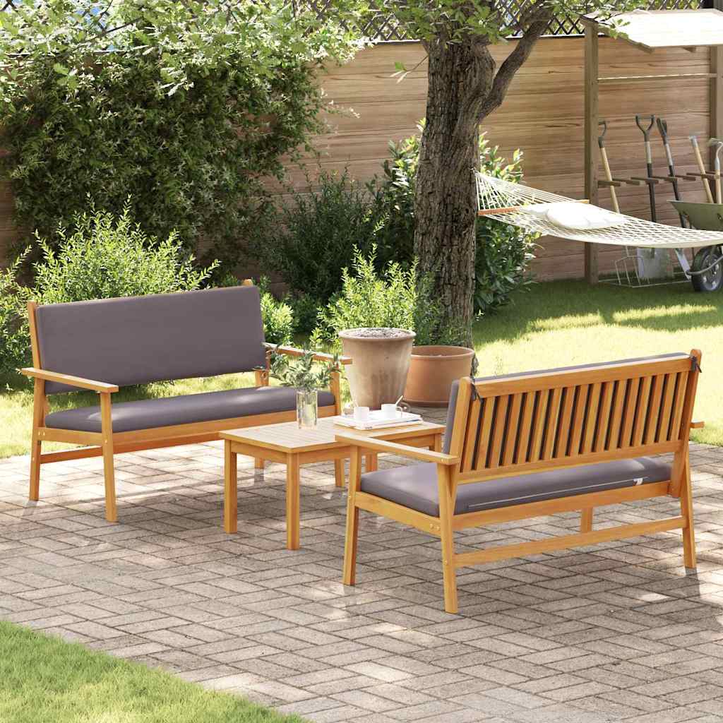 Tuinbankenset 3 pcs Bruin 120 x 65,5 x 79 cm Massief Acaciahout is nu te koop bij PeponiXL, paradijselijk wonen!
