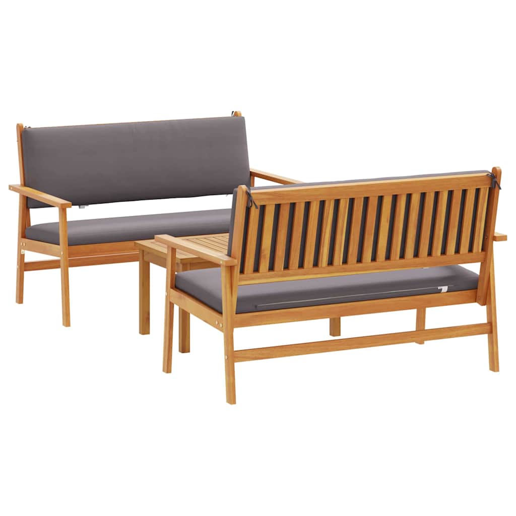 Tuinbankenset 3 pcs Bruin 120 x 65,5 x 79 cm Massief Acaciahout is nu te koop bij PeponiXL, paradijselijk wonen!