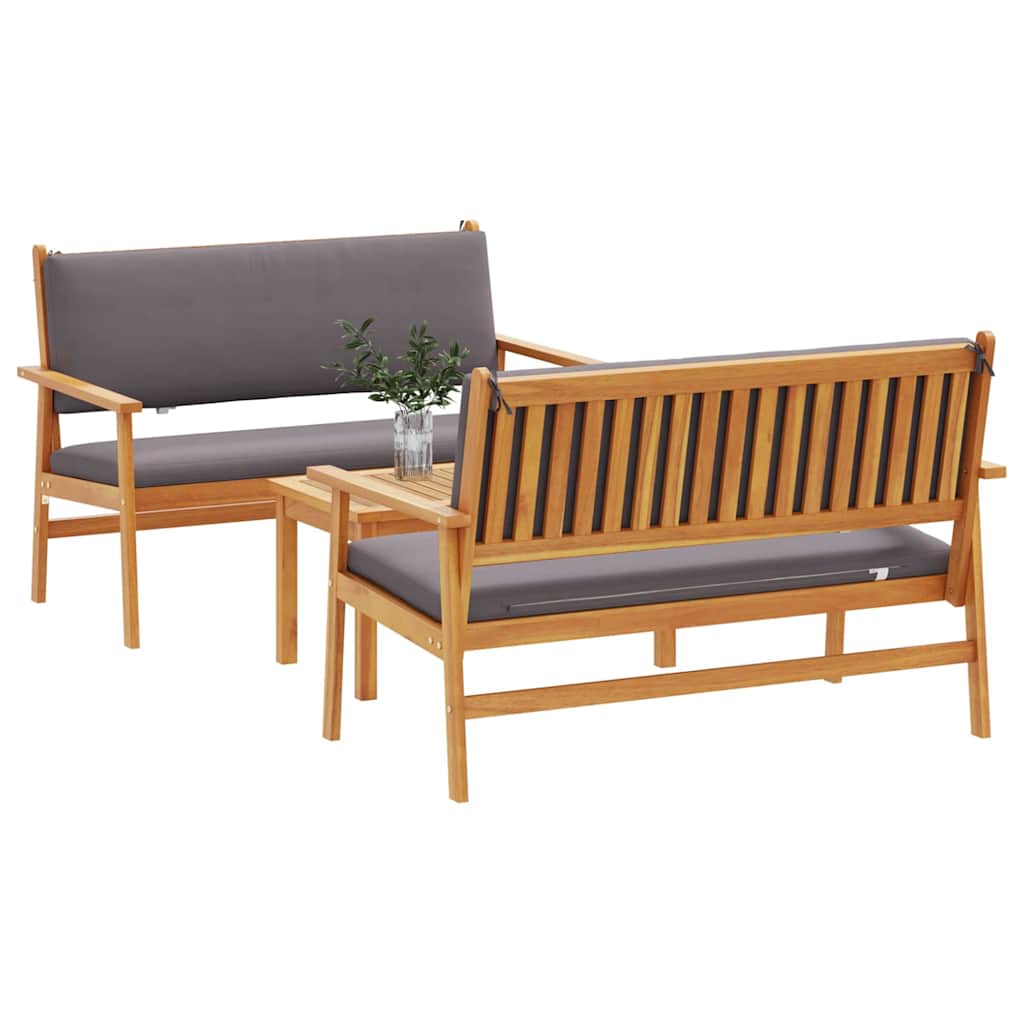 Tuinbankenset 3 pcs Bruin 120 x 65,5 x 79 cm Massief Acaciahout is nu te koop bij PeponiXL, paradijselijk wonen!
