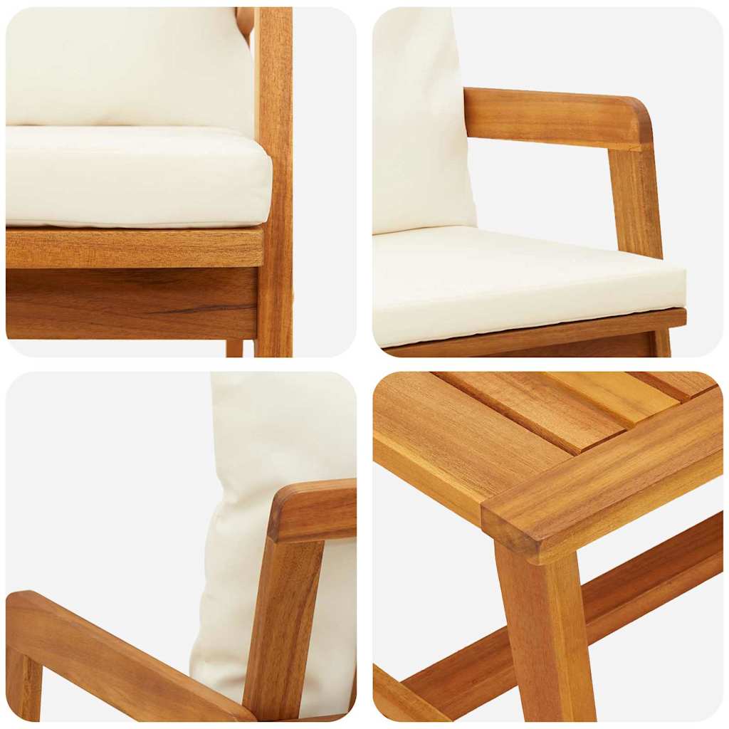 Bistroset met kussen 3 pcs Bruin Massief Acaciahout is nu te koop bij PeponiXL, paradijselijk wonen!