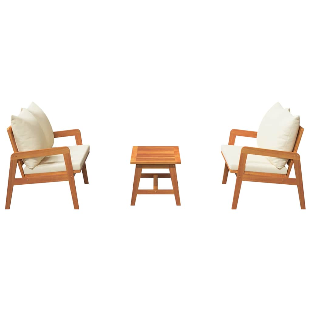 Bistroset met kussen 3 pcs Bruin Massief Acaciahout is nu te koop bij PeponiXL, paradijselijk wonen!