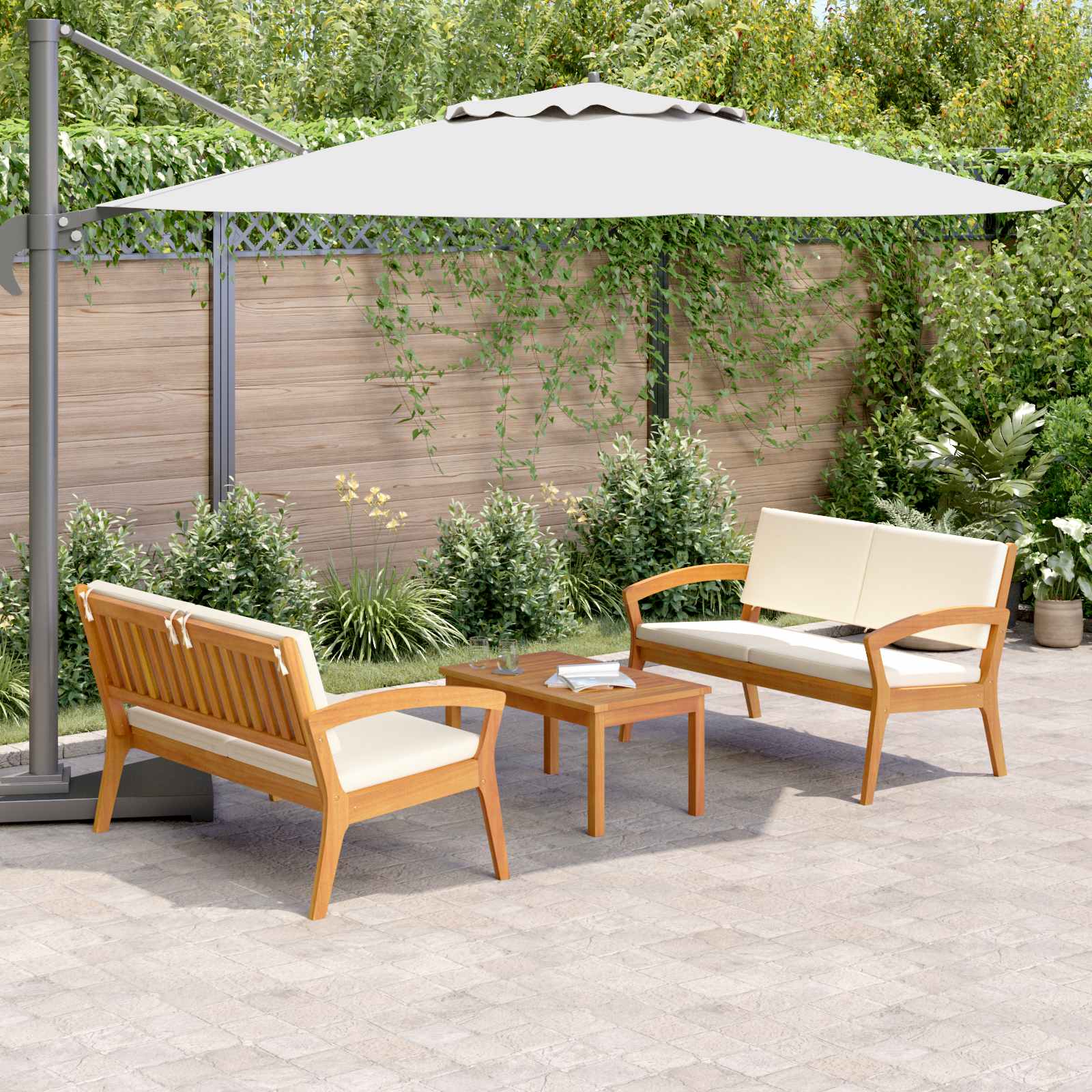 Bistroset met kussen 3 pcs Bruin Polyester is nu te koop bij PeponiXL, paradijselijk wonen!