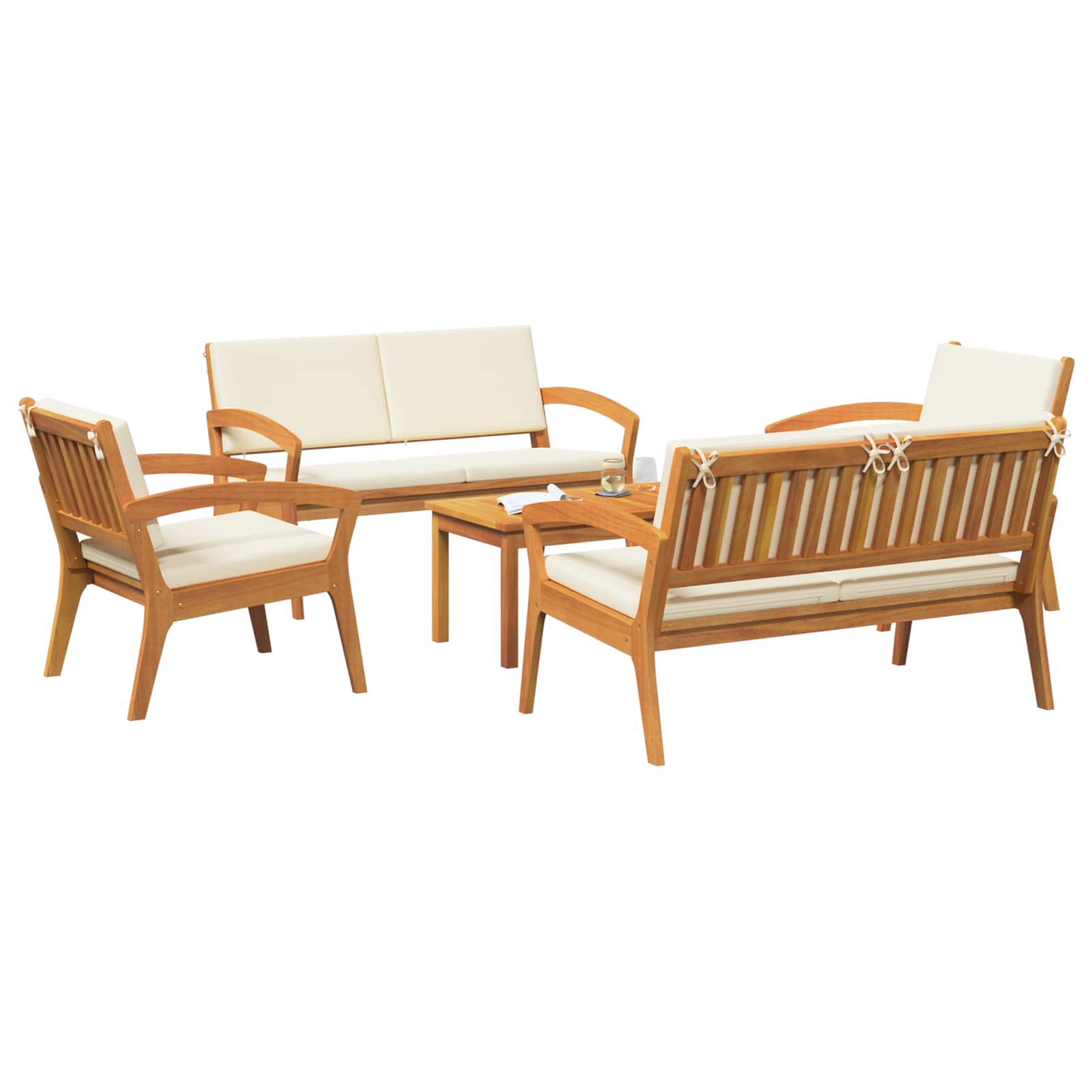 Bistroset met kussen 5 pcs Bruin Polyester is nu te koop bij PeponiXL, paradijselijk wonen!