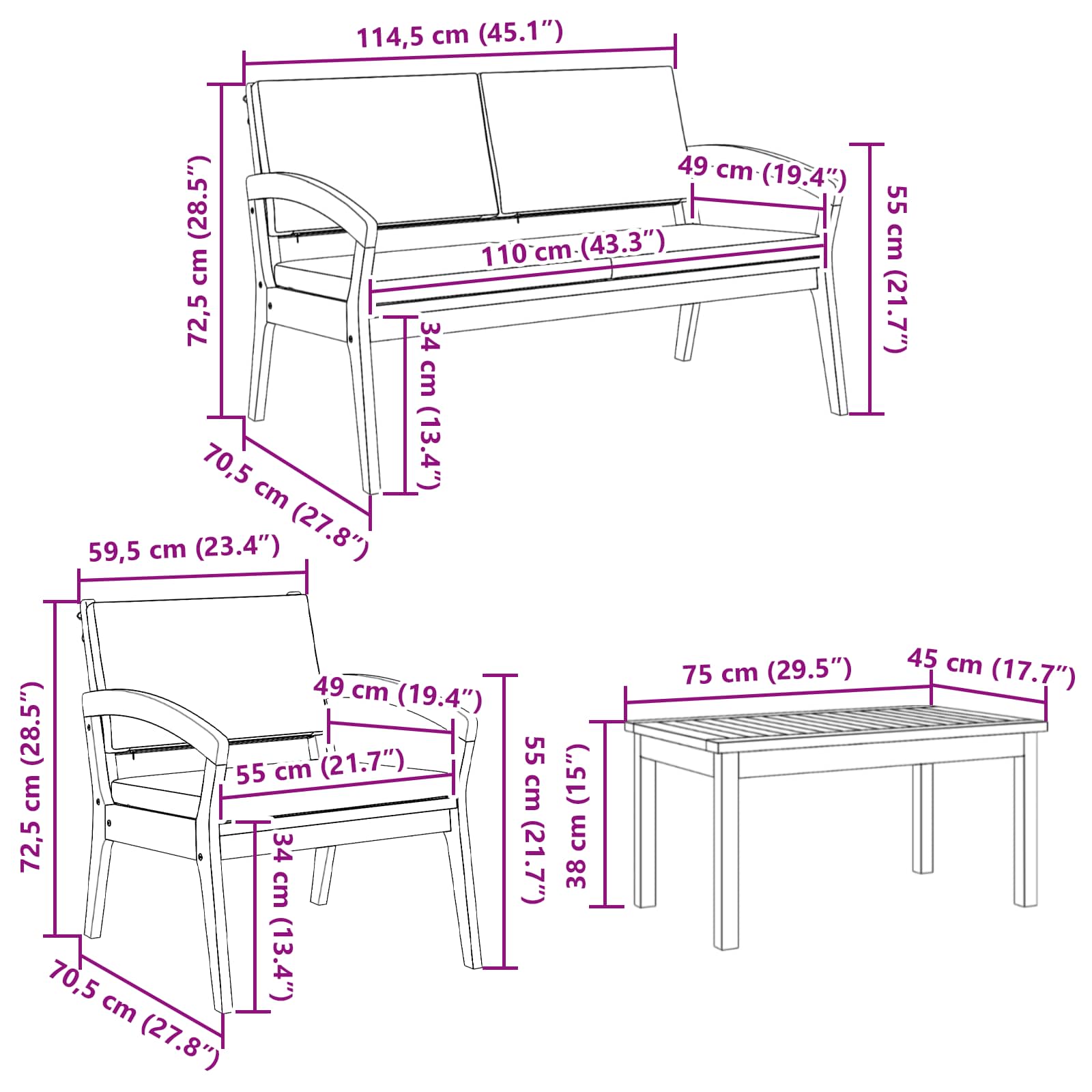 Bistroset met kussen 5 pcs Bruin Polyester is nu te koop bij PeponiXL, paradijselijk wonen!
