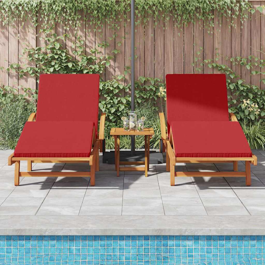 Ligstoel 3 pcs Rood 200 x 67 x 84 cm Massief Acaciahout is nu te koop bij PeponiXL, paradijselijk wonen!