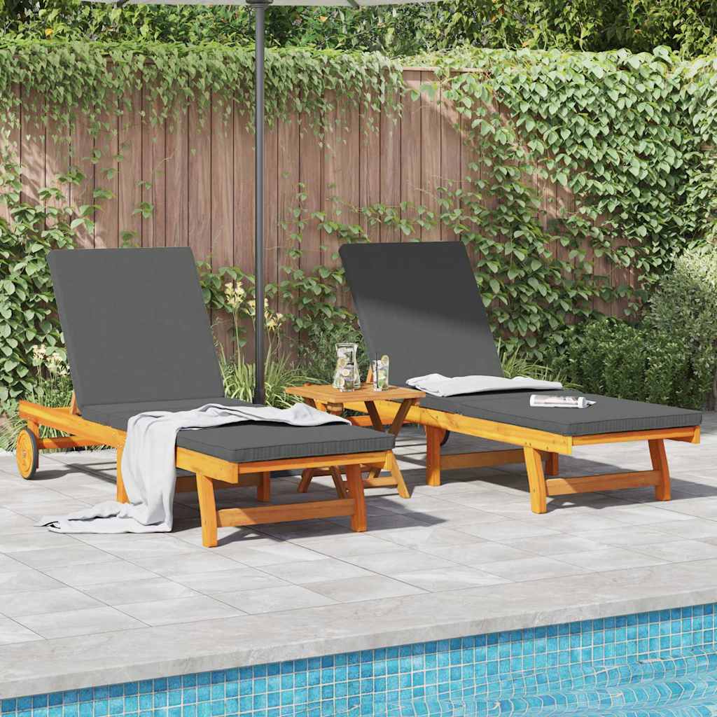 Ligstoel 2 pcs Bruin 65 x 199 x 84 cm Massief Acaciahout is nu te koop bij PeponiXL, paradijselijk wonen!