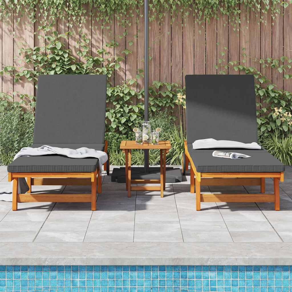 Ligstoel 2 pcs Bruin 65 x 199 x 84 cm Massief Acaciahout is nu te koop bij PeponiXL, paradijselijk wonen!