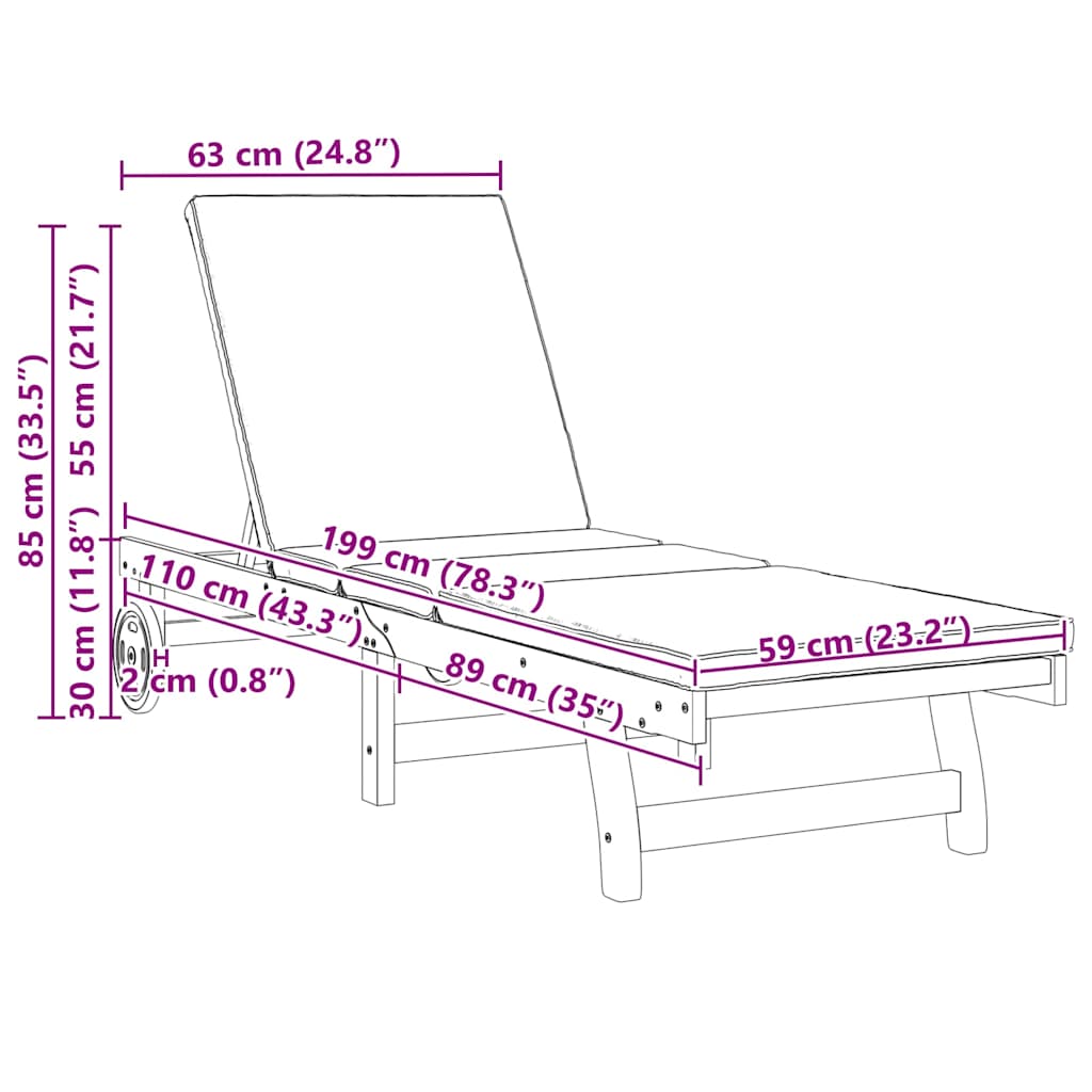 Ligstoel 2-persoon 2 pcs Bruin Massief Acaciahout is nu te koop bij PeponiXL, paradijselijk wonen!