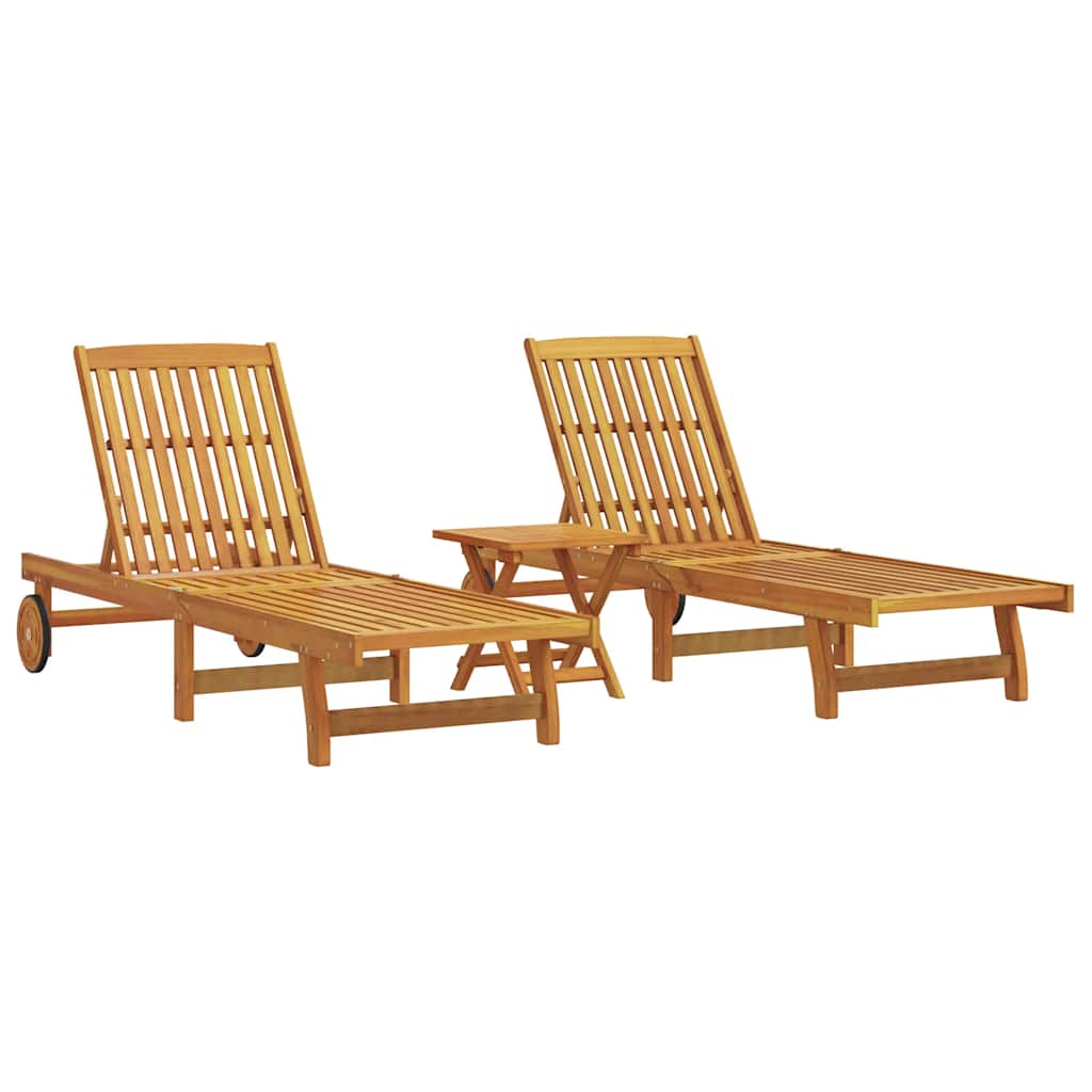 Ligbedden 2 st met tafel massief acaciahout is nu te koop bij PeponiXL, paradijselijk wonen!