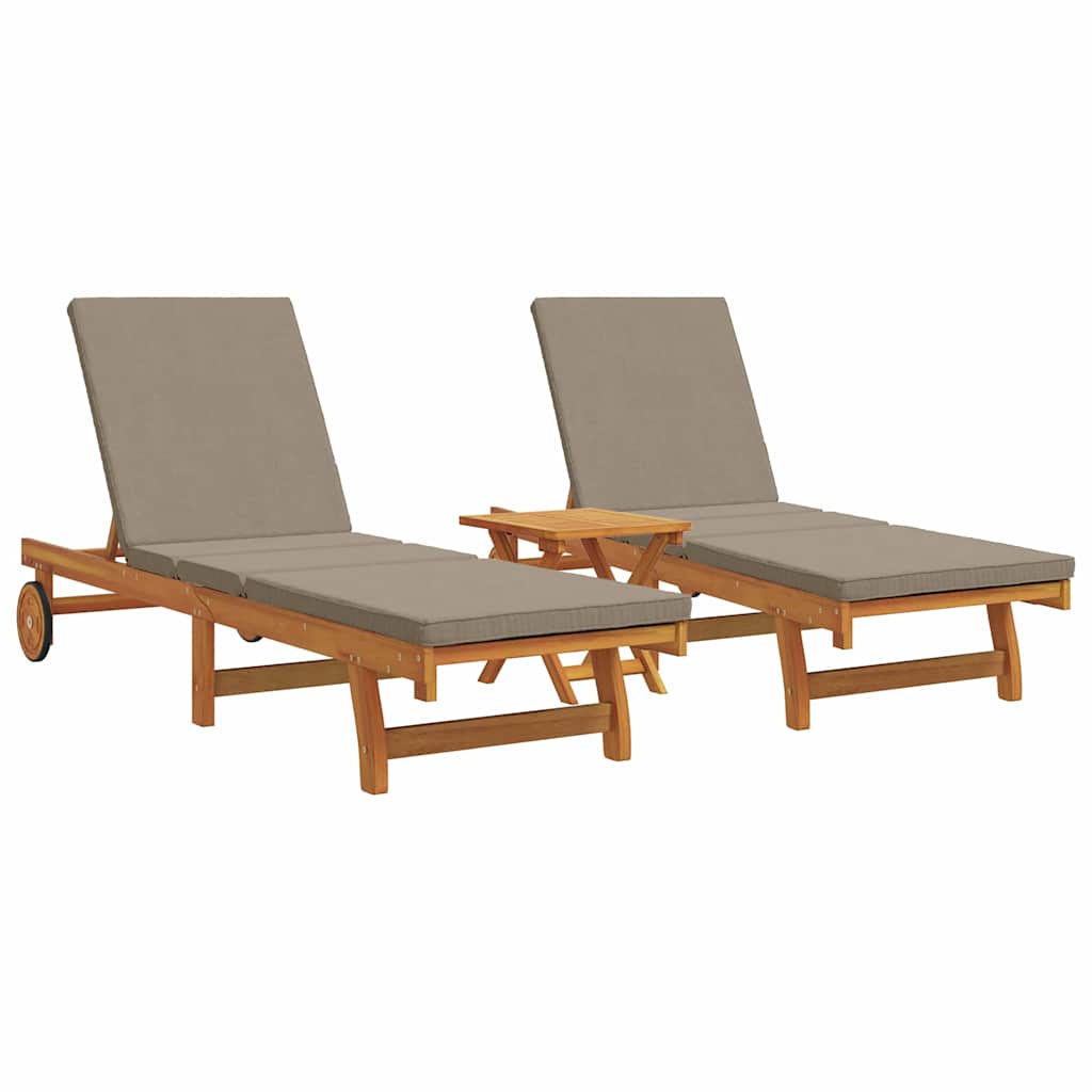 Ligstoel 2-persoon 3 pcs Bruin Massief Acaciahout is nu te koop bij PeponiXL, paradijselijk wonen!