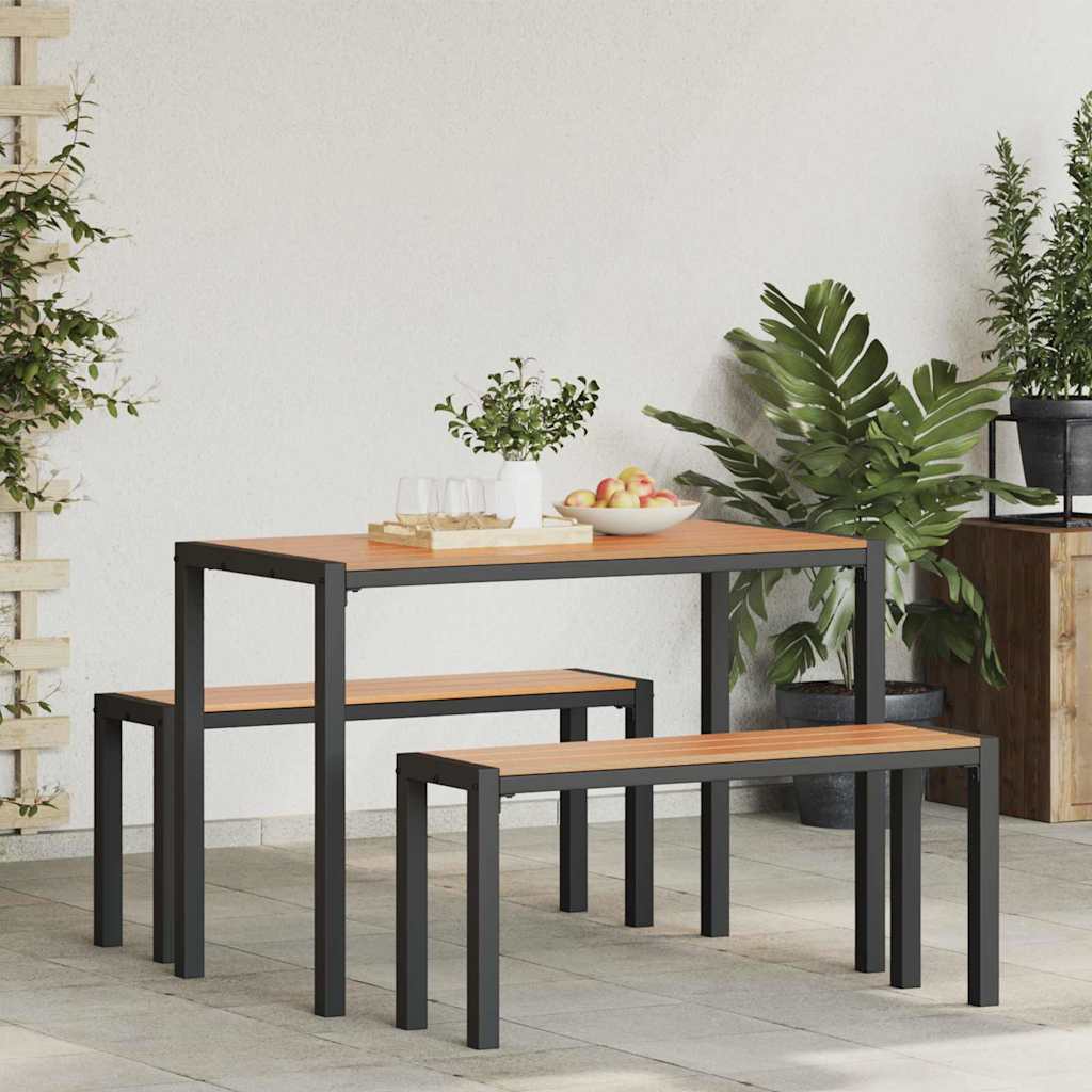 Tuin eettafelset met kussen 3 pcs Bruin Staal is nu te koop bij PeponiXL, paradijselijk wonen!