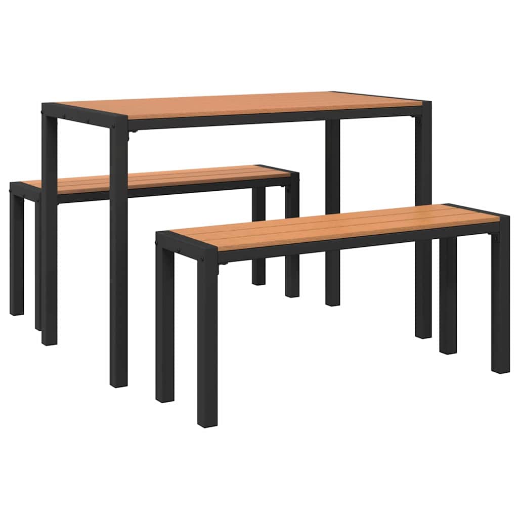 Tuin eettafelset met kussen 3 pcs Bruin Staal is nu te koop bij PeponiXL, paradijselijk wonen!