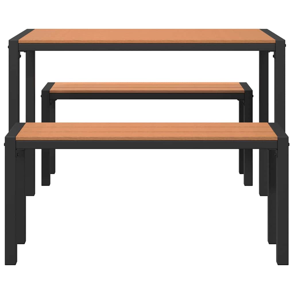 Tuin eettafelset met kussen 3 pcs Bruin Staal is nu te koop bij PeponiXL, paradijselijk wonen!