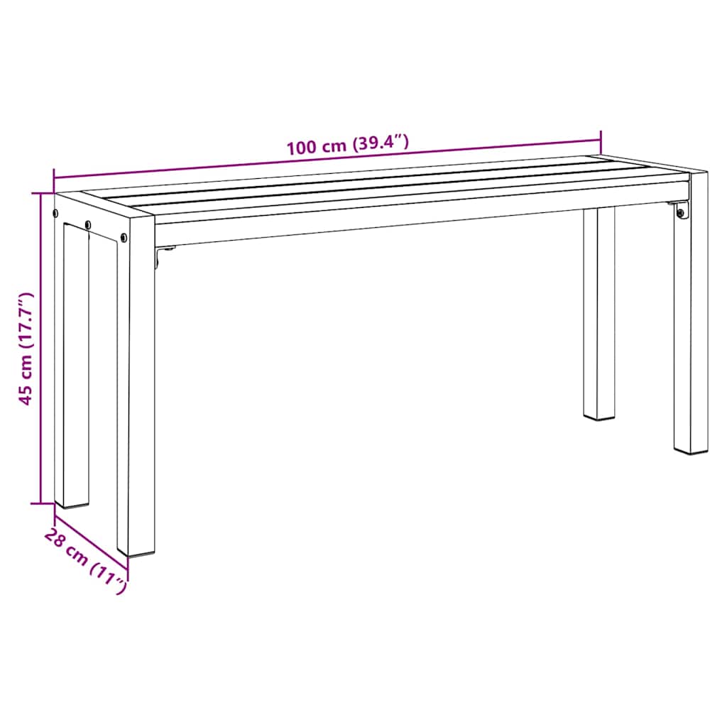 Tuinbank Zwart 100 x 28 x 45 cm Staal is nu te koop bij PeponiXL, paradijselijk wonen!
