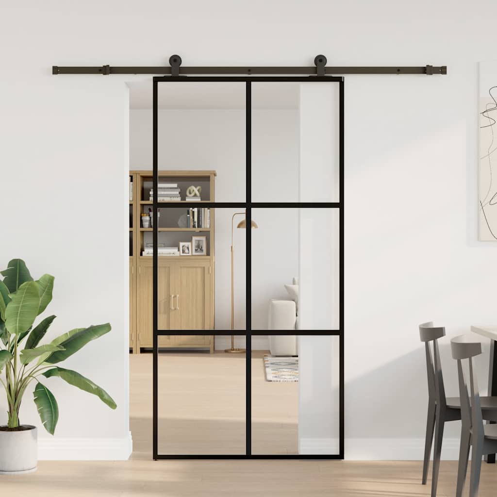 Schuifdeur met beslagset 102x205 cm aluminium en ESG-glas is nu te koop bij PeponiXL, paradijselijk wonen!