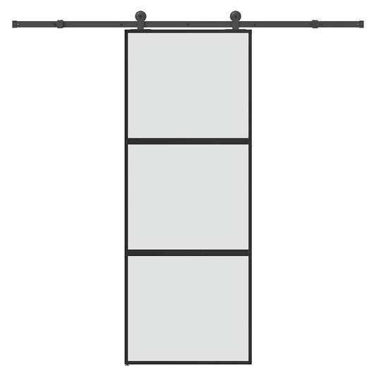 Schuifdeur met beslag 76x205 cm gehard glas en aluminium is nu te koop bij PeponiXL, paradijselijk wonen!