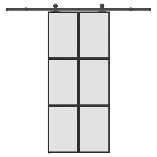 Schuifdeur met beslag 90x205 cm gehard glas en aluminium is nu te koop bij PeponiXL, paradijselijk wonen!