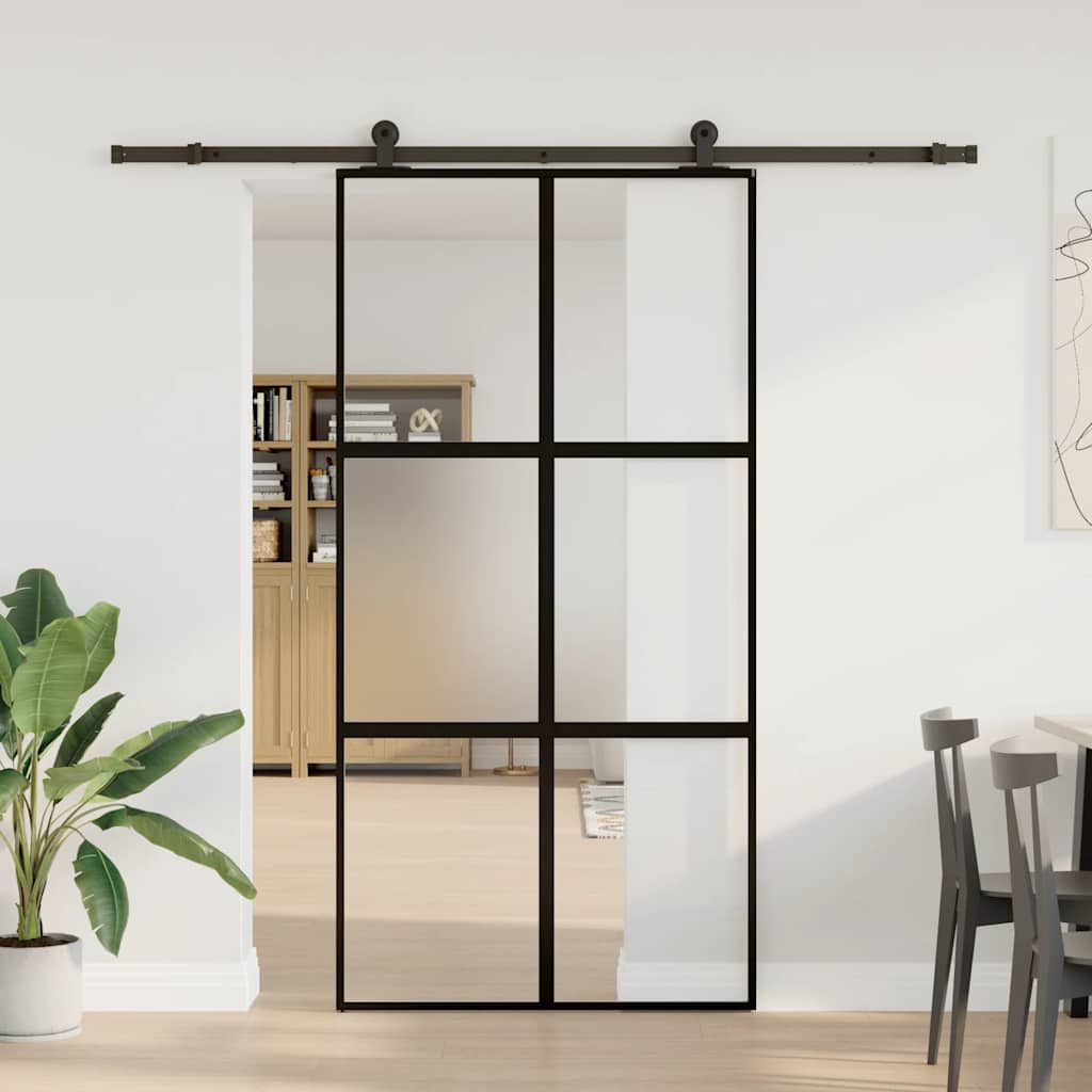 Schuifdeur met beslag 102,5x205 cm gehard glas en aluminium is nu te koop bij PeponiXL, paradijselijk wonen!