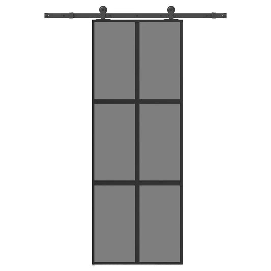 Schuifdeur met beslag 76x205 cm gehard glas en aluminium is nu te koop bij PeponiXL, paradijselijk wonen!