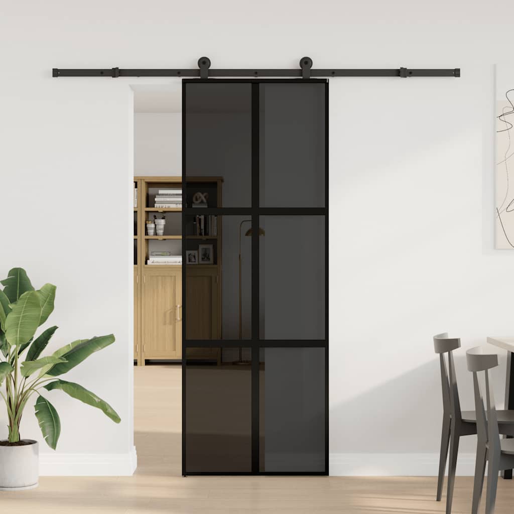Schuifdeur met beslag 76x205 cm gehard glas en aluminium is nu te koop bij PeponiXL, paradijselijk wonen!