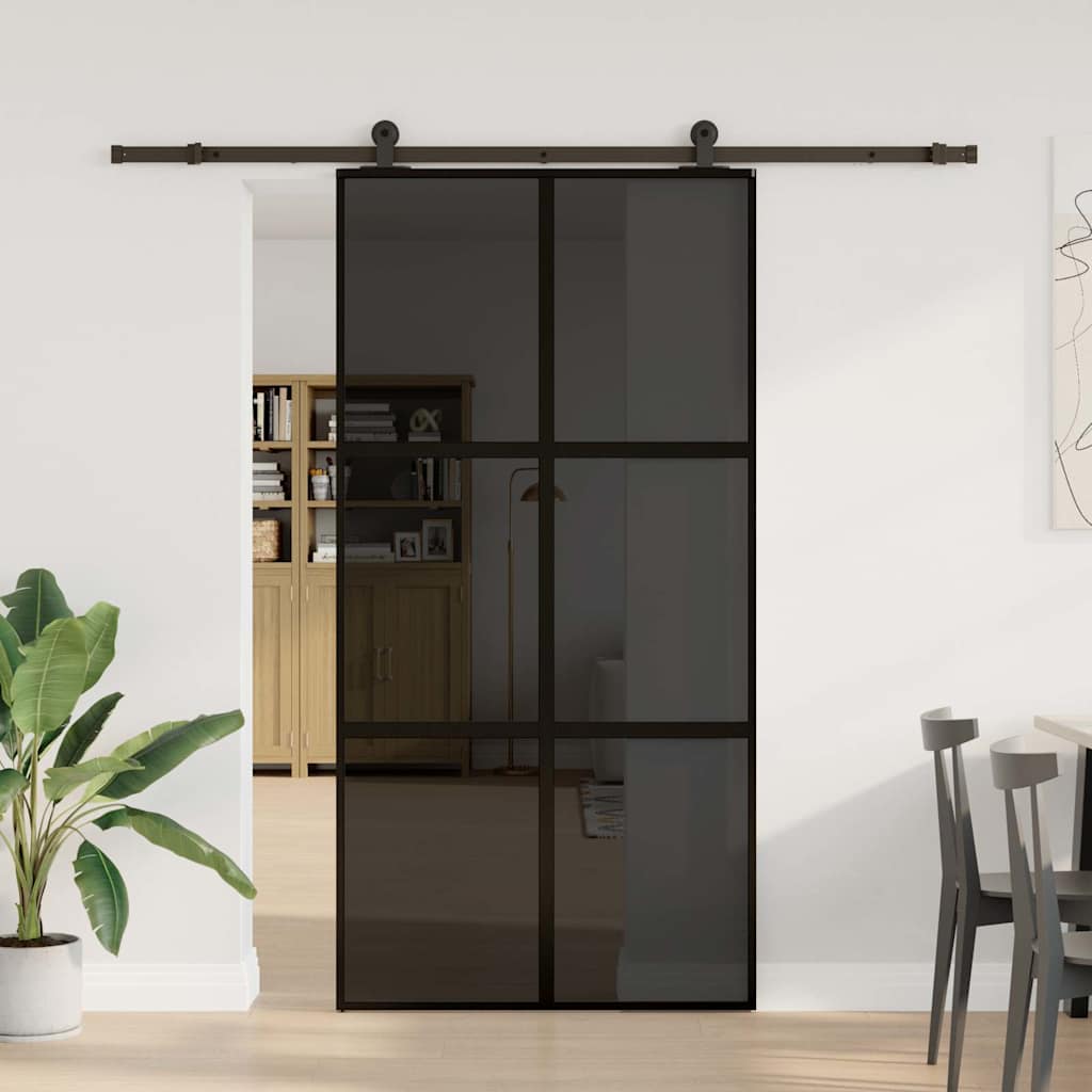 Schuifdeur met beslag 102,5x205 cm gehard glas en aluminium is nu te koop bij PeponiXL, paradijselijk wonen!