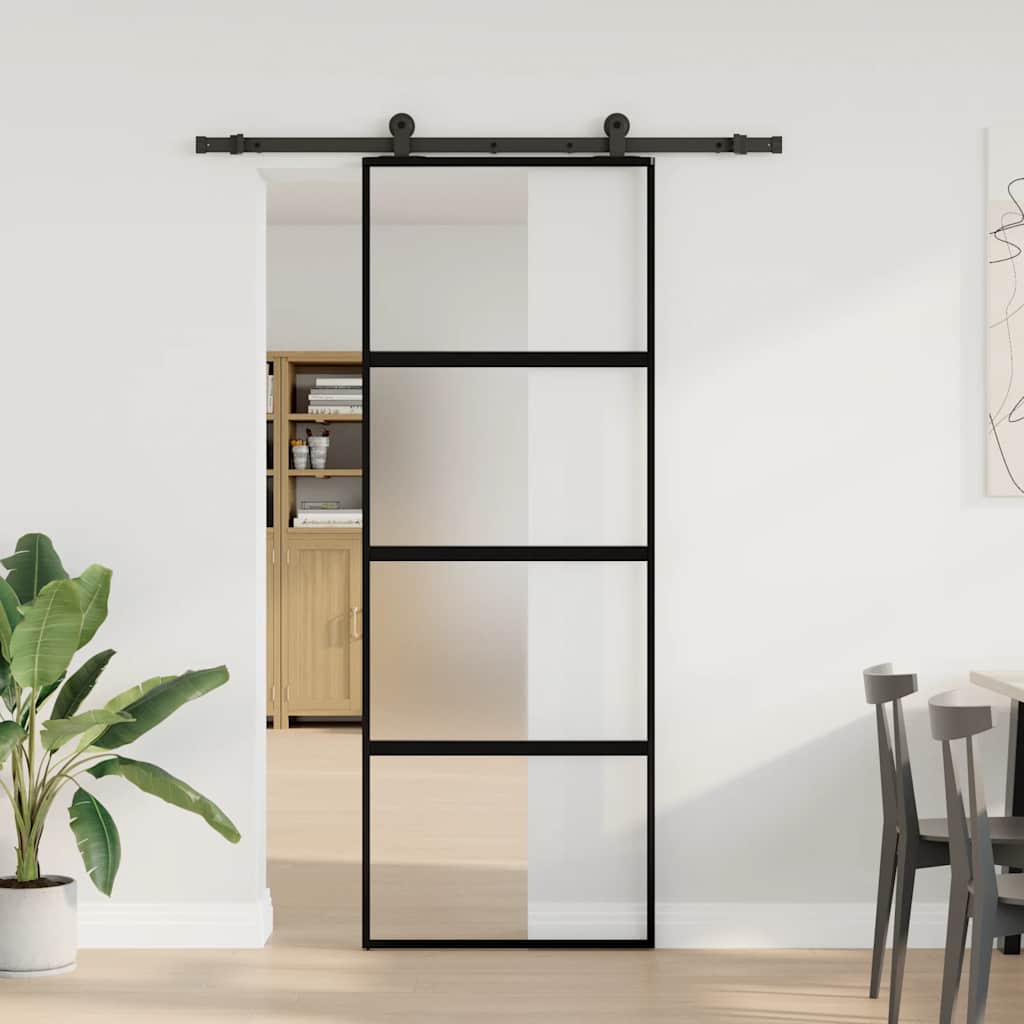 Schuifdeur met beslag 76x205 cm gehard glas en aluminium is nu te koop bij PeponiXL, paradijselijk wonen!