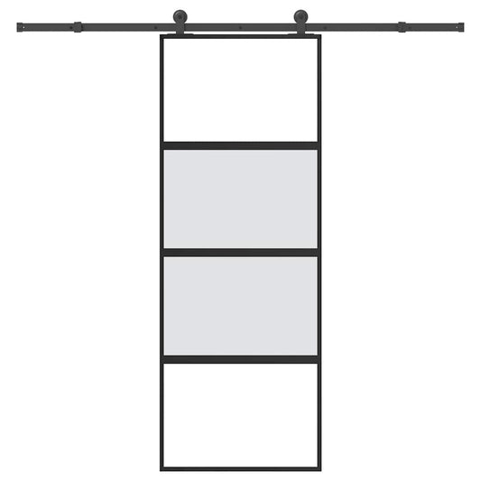 Schuifdeur met beslag 76x205 cm gehard glas en aluminium is nu te koop bij PeponiXL, paradijselijk wonen!