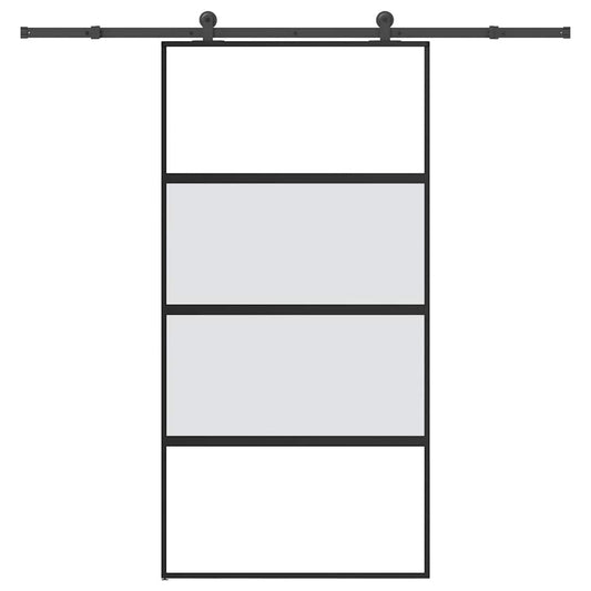 Schuifdeur met beslag 102,5x205 cm gehard glas en aluminium is nu te koop bij PeponiXL, paradijselijk wonen!