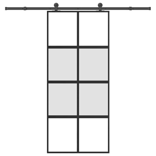 Schuifdeur met beslag 90x205 cm gehard glas en aluminium is nu te koop bij PeponiXL, paradijselijk wonen!