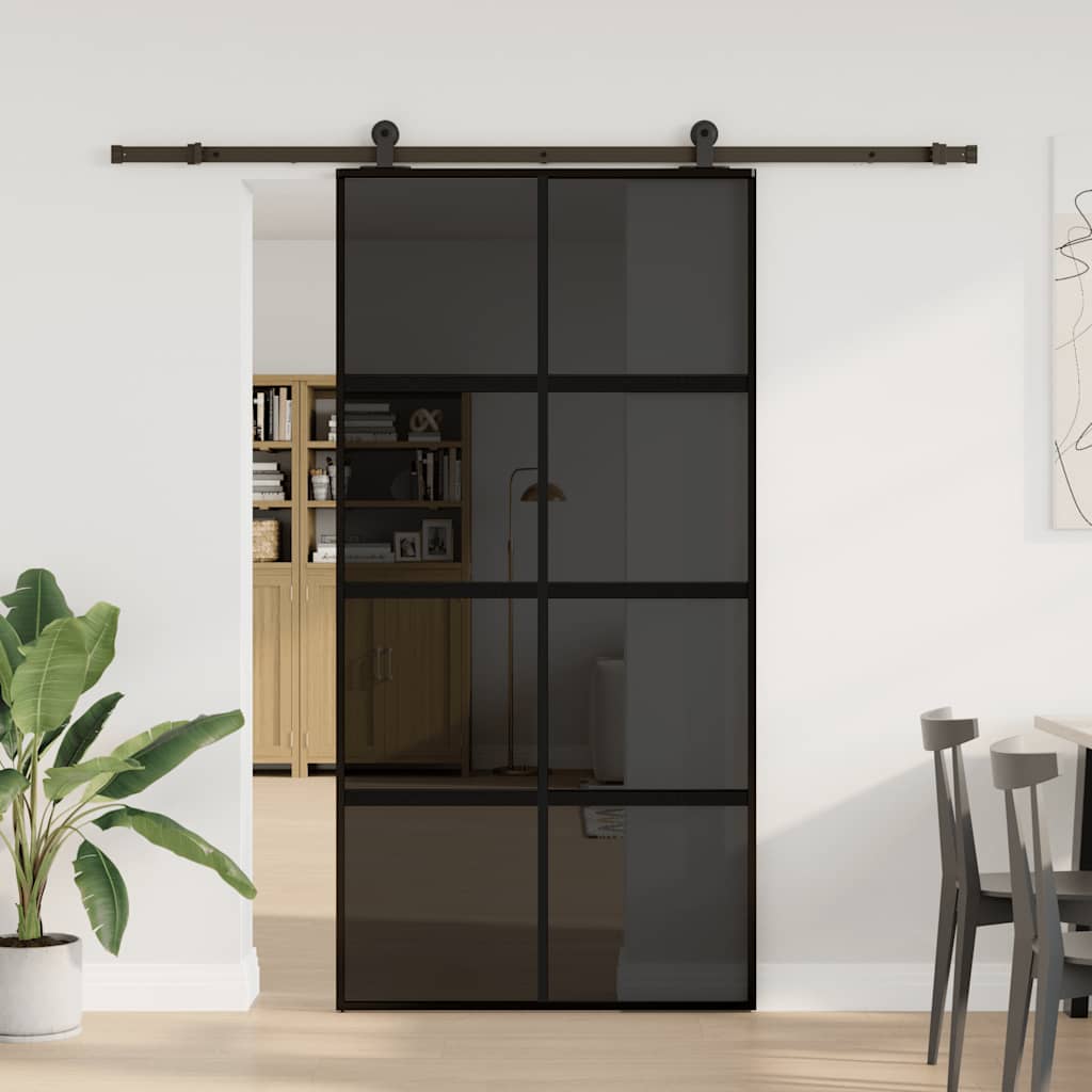 Schuifdeur met beslag 102,5x205 cm gehard glas en aluminium is nu te koop bij PeponiXL, paradijselijk wonen!