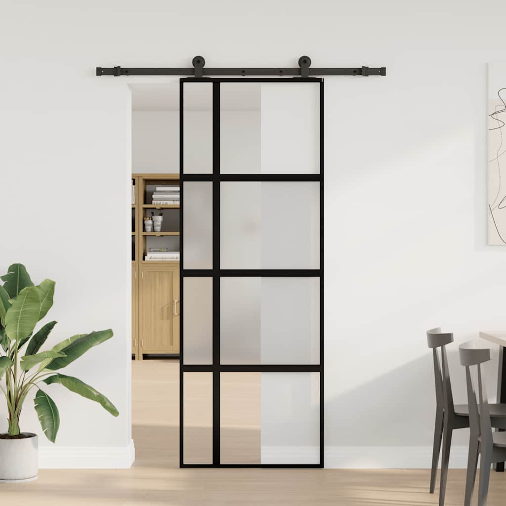 Schuifdeur met beslag 76x205 cm gehard glas en aluminium is nu te koop bij PeponiXL, paradijselijk wonen!