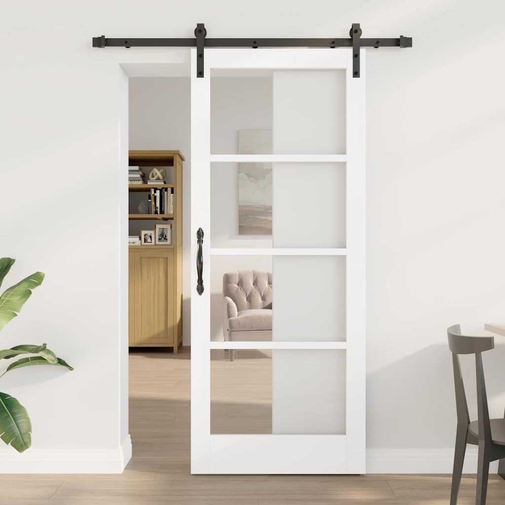 Schuifdeur ORKDAL Wit 83 x 202 cm Massief grenenhout en glas is nu te koop bij PeponiXL, paradijselijk wonen!