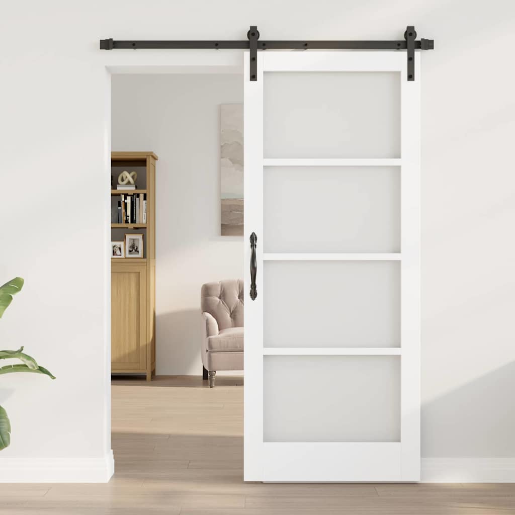 Schuifdeur ORKDAL Wit 83 x 202 cm Massief grenenhout en glas is nu te koop bij PeponiXL, paradijselijk wonen!